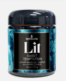 LIT SWEET TEMPTATION LUXURY MASSAGE CANDLE 4 OZ VANILLA SUGAR SWEET PEA