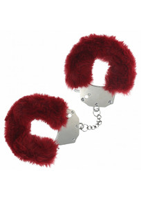 OUCH! HEAVY DUTY FLUFFY HANDCUFFS - BURGUNDY 
