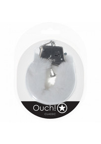 OUCH! CLASSIC FLUFFY HANDCUFFS WHITE 
