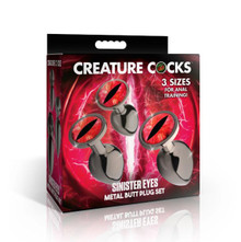 CREATURE COCK SINISTER EYE METAL BUTT PLUG SET 