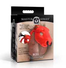 MASTER SERIES BULL CHASTITY CAGE RED 