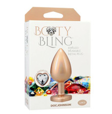 BOOTY BLING HEART DIAMOND JEW/ METAL PLUG L/GOLD 