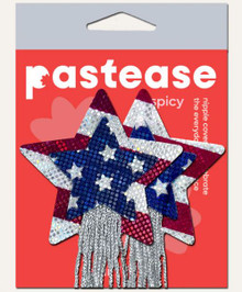 PASTEASE TASSEL A/PATRIOTIC SPARKLING STARS $ STRIPES USA 