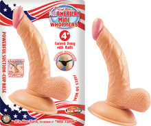 ALL AMERICAN MINI WHOPPERS 4IN CURVED DONG W/BALLS FLES