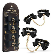 TEMPTASIA ARDOR WRIST & ANKLE RESTRAINTS BLACK W/BOW 