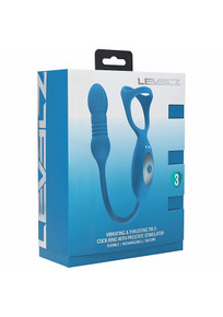 LEVELZ VIBRATING & THRUSTING TRI O COCK RING W/ PROSTATE STIMULTOR TEAL