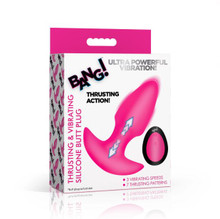 THRUSTING & VIBRATING SILICONE BUTT PLUG PINK 