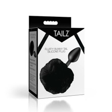 TAILZ FLUFFY BUNNY TAIL SILICONE PLUG BLACK 