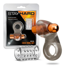 STAY HARD VIBRATING COCK RING SET W/SLEEVE 