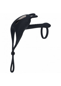 LEVELZ ADJUSTABLE BUNNY VIBRATING LASSO COCK RING BLACK