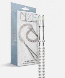 NIXIE ADJUSTABLE TWEEZER CLIPS WITH PEARLS WHITE GOLD 