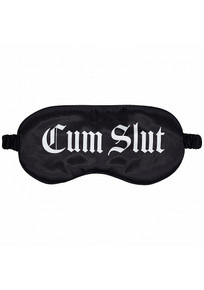 OUCH CUM SLUT PRINTED MASK SATIN BLACK 