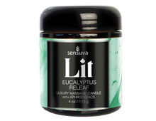LIT EUCALYPTUS RELEAF LUXURY MASSAGE CANDLE 4 OZ 