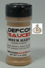 DEFCON Sauces - Bonum Allium - Mild Garlic 2 oz
Get that great flavor of garlic with a little bit of heat.  Great for popcorn, as a dry rub, or even on pizza. 