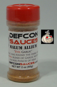 DEFCON Sauces - Malum Allium - EVIL Garlic
Our mild garlic with a little extra kick of Scorpion.  It won't kill you, just add a spicy bite.