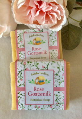 For Rose Lovers! This is a very fragrant Rose Soap with the addition of Goatsmilk.  A favorite at the Local Farmer's Markets.  
Ingredients: Olive Oil, Coconut Oil, Water, Sodium Hydroxide, Organic Palm Oil, Fresh Goat Milk, Shea Butter, Fragrance.