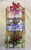 A nice little gift for the natural soap lovers.  Pick any soap and it will be wrapped with botanicals!