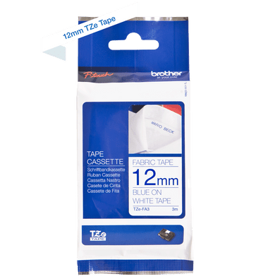 Brother P-Touch Tape Cassette Fabric Tape 12mm Blue on White