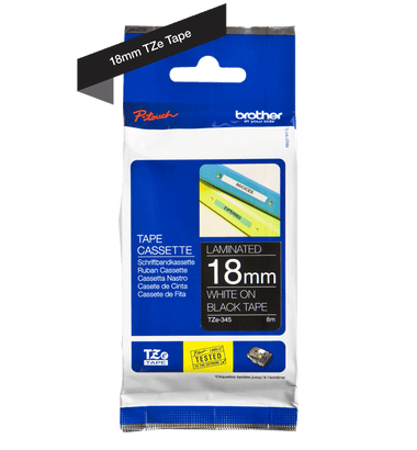 Brother P-Touch Tape Cassette Laminated 18mm White on Black Tape