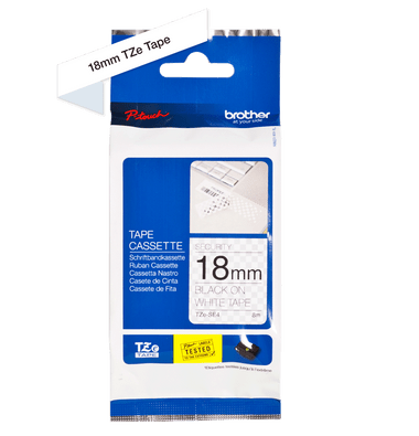 Brother P-Touch Tape Cassette Security 18mm Black on White Tape