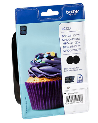 Brother LC123BK BP2 Original Black Ink (Dual Pack)