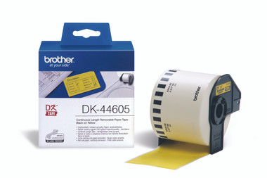 -Brother DK-44605 Continuous-Length, Removable Yellow Label 62mm (30.48m)
