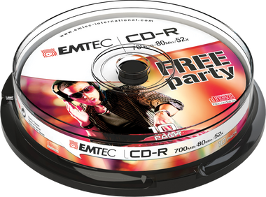 EMTEC CD-R: Free Party - CD Disc Recordable 700MB 52x Cake Case (10 Pack)