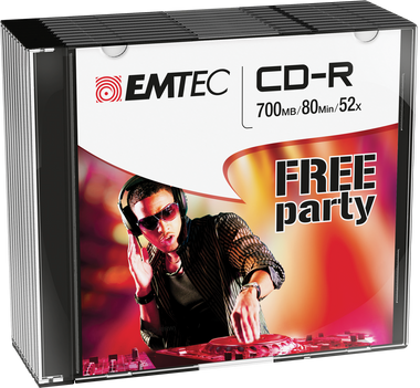 EMTEC CD-R: Free Party - CD Disc Recordable 700MB 52x Slim Case 10-pack