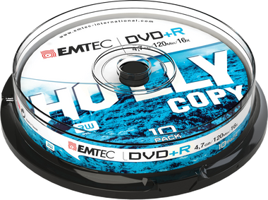 Emtec DVD +R Disc Recordable 4.7GB 16x Cake Case (10 Pack)
