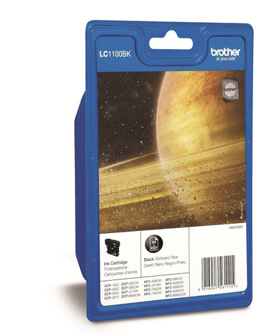 Brother LC1100BK Genuine Ink Cartridge - 450 Page - Black