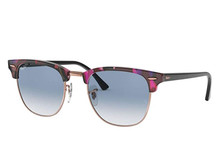 Ray-Ban Clubmaster Sunglasses (Spotted Grey/Violet w/ Blue Gradient))