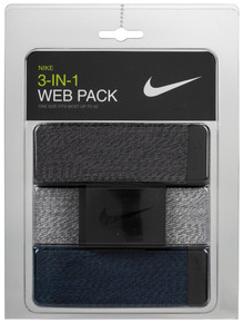 Nike Men's Heathered 3-Pack Web Belts - Black/Grey/Navy