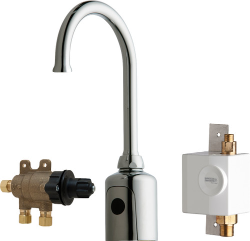  Chicago Faucets (116.975.AB.1) HyTronic Gooseneck Sink Faucet with Dual Beam Infrared Sensor