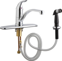 Chicago Faucets (432-ABCP) Single Lever Hot and Cold Water Mixing Sink Faucet with Side Spray