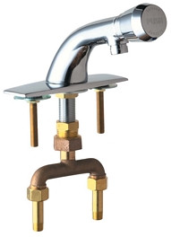  Chicago Faucets (844-E12-665PSHABCP) Hot and Cold Water Mixing Metering Sink Faucet