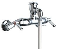 Chicago Faucets (956-XKCP) Hot and Cold Water Sink Faucet with Vinyl Hose