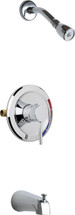 Chicago Faucets (SH-PB1-02-100) Pressure Balancing Tub and Shower Valve with Shower Head and Diverter Tub Spout
