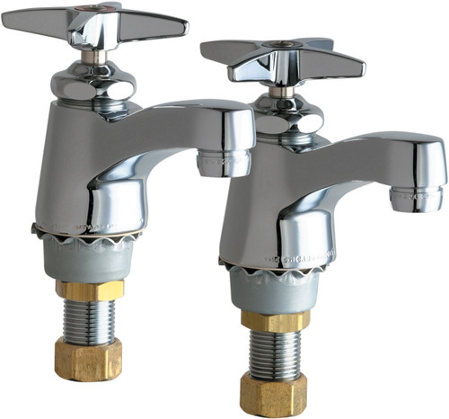  Chicago Faucets (700-E70PRABCP) Two Single Supply Hot and Cold Water Sink Faucets