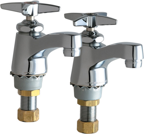  Chicago Faucets (700-E74PRABCP) Two Single Supply Hot and Cold Water Sink Faucets