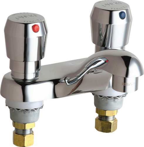  Chicago Faucets (802-VE64-665ABCP) Hot and Cold Water Metering Sink Faucet
