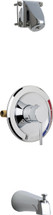 Chicago Faucets (SH-PB1-04-100) Pressure Balancing Tub and Shower Valve with Shower Head and Diverter Tub Spout