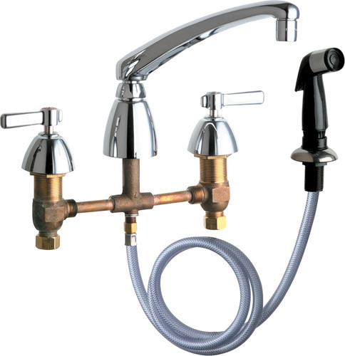 Chicago Faucets (200-AL8ABCP) Concealed Hot and Cold Water Sink Faucet with Side Spray