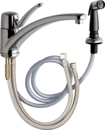  Chicago Faucets (2301-ABCP)  Single Lever Hot and Cold Water Mixing Sink Faucet with Side Spray