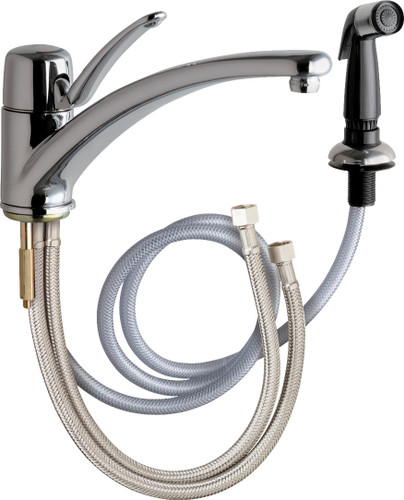  Chicago Faucets (2301-E34ABCP) Single Lever Hot and Cold Water Mixing Sink Faucet with Side Spray