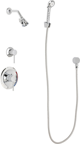  Chicago Faucets (SH-PB1-17-020) Pressure Balancing Tub and Shower Valve with Shower Head