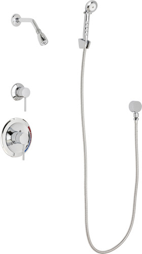  Chicago Faucets (SH-PB1-12-020) Pressure Balancing Tub and Shower Valve with Shower Head