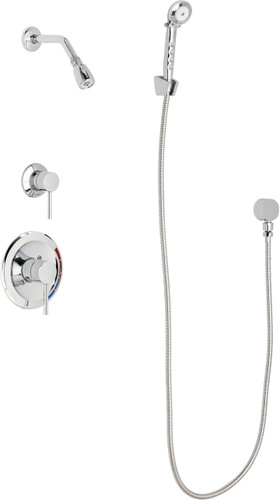  Chicago Faucets (SH-PB1-13-040) Pressure Balancing Tub and Shower Valve with Shower Head