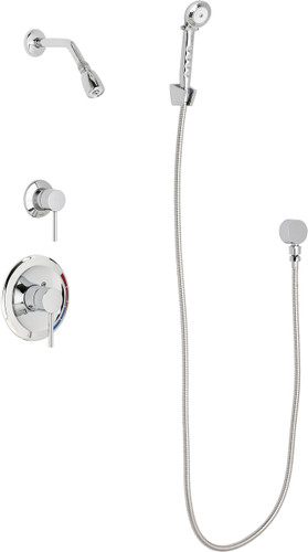  Chicago Faucets (SH-PB1-12-040) Pressure Balancing Tub and Shower Valve with Shower Head