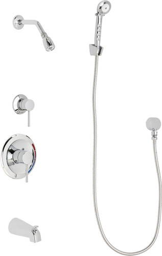  Chicago Faucets (SH-PB1-12-110) Pressure Balancing Tub and Shower Valve with Shower Head