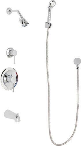  Chicago Faucets (SH-PB1-17-140) Pressure Balancing Tub and Shower Valve with Shower Head